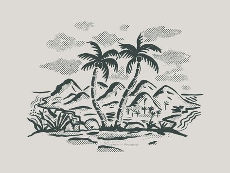 Desert Island Illustration, Island Drawing, Island Illustration, Desert Drawing, Lord Of The Flies, Simple Line Drawings, Lifestyle Illustration, Travel Theme, Vintage Drawing