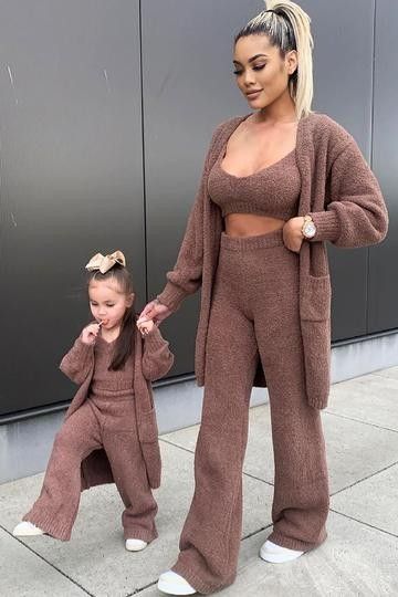 Mum And Daughter Matching, Classy Winter Outfits, Maxi Cardigan, Kids Set, Black White Fashion, Short Set, Pant Set, Cozy Sweaters