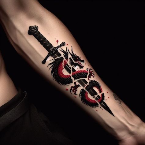 Tattoo Ideas For Men Meaningful, Dragon Tattoo Realistic, Forearm Tattoo Ideas For Men, Meaningful Tattoos For Men, Black Dragon Tattoo, Forearm Tattoo Ideas, Floral Back Tattoos, Gothic Tattoos, Dragon Tattoos For Men