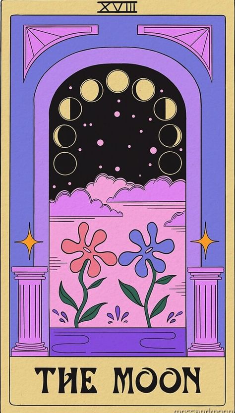 mossandmoon at redbubble Moon Tarot Card, The Moon Tarot Card, الفن الرقمي, The Moon Tarot, Tarot Cards Art, Tarot Art, Vintage Poster Art, Art Collage Wall, Tarot Card