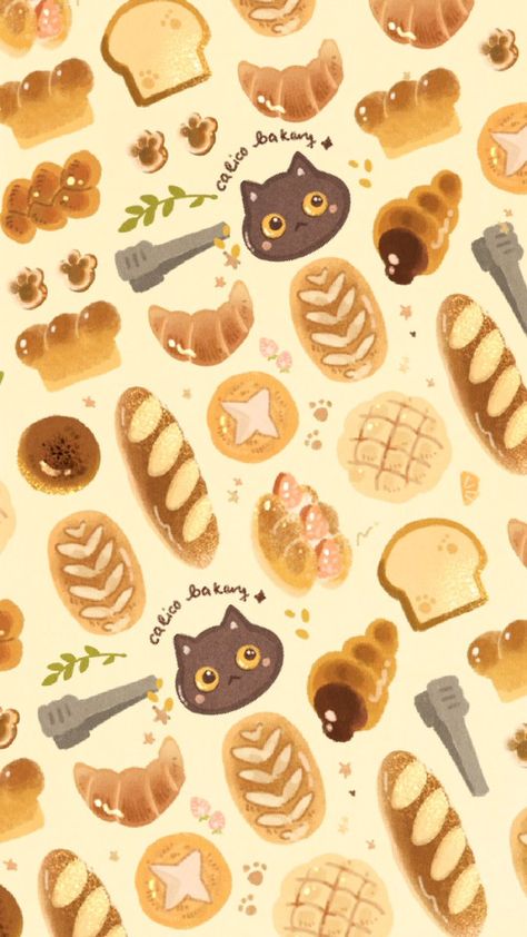 Cute Bakery Wallpaper, Cute Bakery Illustration, Baking Wallpaper Backgrounds, Cute Bread Wallpaper, Cookery Background, Bakery Wallpaper, Baking Wallpaper, Aesthetic Food Wallpaper, Cute Food Wallpaper