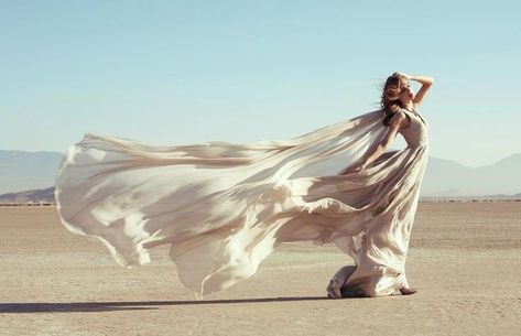 Dress Blowing in the Wind | dress in the wind Dune Photoshoot, Nomad Fashion, Desert Photoshoot, Blowing In The Wind, Desert Fashion, Desert Storm, Flowing Dresses, Beach Fashion, Beach Photoshoot