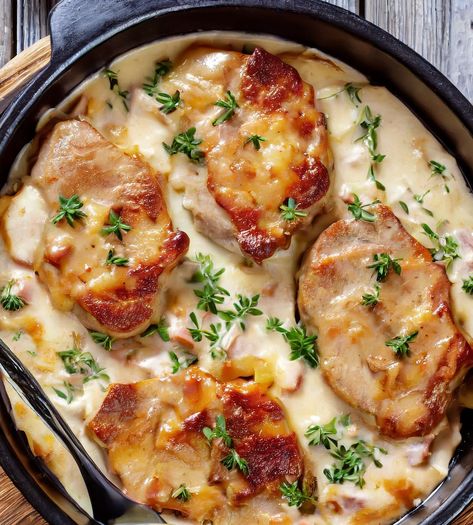 The moment I saw this recipe, I knew what I was fixing for dinner! Tastes even better the next day! Scalloped Potato Casserole, Pork Chop Casserole, Roast Pork Chops, Scalloped Potato, Pork Chops And Potatoes, Tender Pork Chops, Smothered Pork, Pork Chop Recipes Baked, Pork Chop Dinner