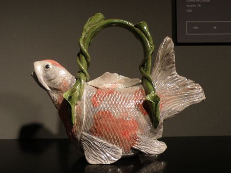 Magie Smith Fleisher | 4th International Small Teapot Compet… | Flickr Creative Teapots, Fish Teapot, Chinese Tea Pot, Novelty Teapots, Unique Fish, Cute Teapot, Traditional Pottery, Tea Glasses, Ceramic Fish