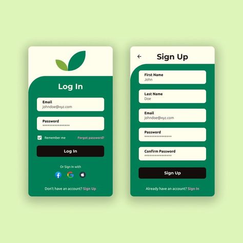 Log In and Sign up Page UI design for an app. #dailyui #uichallenge #uxui #designchallenge #uidesign #uxdesign Login Ui Design, Skincare App, Portfolio Website Design Inspiration, Sign In Page, Design Website Ideas, Creative App Design, การออกแบบ Ui Ux, Desain Ux, Login Ui