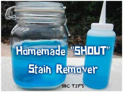 Try Homemade "Shout" Stain Remover! You'll just need 2/3 cups Dawn Dishwashing Liquid, 2/3 cups ammonia, 6 Tbsp baking soda, 2 cups warm water Homemade Stain Removers, Diy Stain Remover, Dawn Dishwashing Liquid, Laundry Stain Remover, Diy Staining, Stain Removers, Laundry Stains, Cleaning And Organization, Dawn Dish Soap