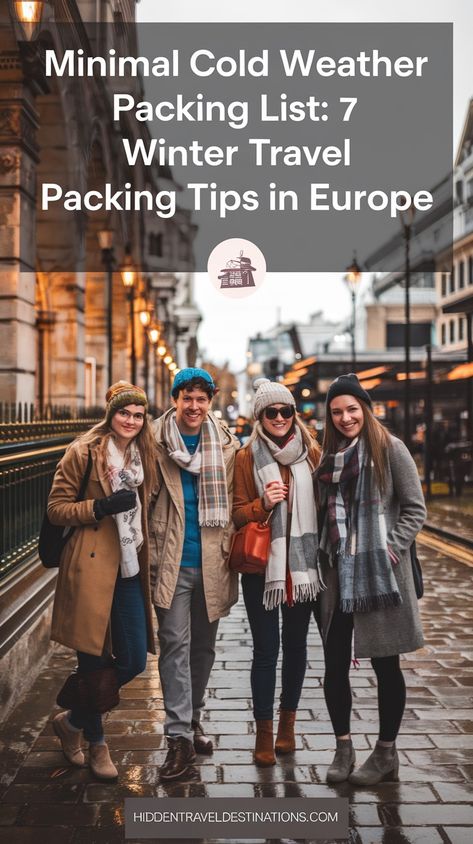 Minimal Cold Weather Packing List: 7 Winter Travel Packing Tips in Europe - Hiddentraveldestinations 7 Day Packing List Winter, 7 Day Trip Packing List Winter, Cabin Packing List Winter, Winter In Europe Packing List, 10 Day Packing List Winter, How To Pack Light For Cold Weather, Pack For Winter Trip Cold Weather, Winter Packing List Cold Weather Travel, What To Pack For Europe In Winter