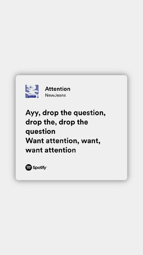 Spotify lyrics – attention by newjeans New Jeans Attention Wallpaper, Omg Newjeans Lyrics, Spotify Lyrics Aesthetic Kpop, New Jeans Lyrics, Kpop Lyrics Aesthetic, Attention Wallpaper, Attention Lyrics, Newjeans Lyrics, Spotify Png