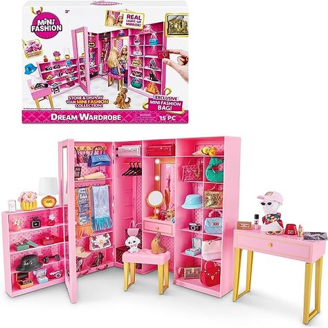 Mini Brands Mini Fashion Dream Wardrobe by ZURU with Exclusive Metallic Mini Fashion Bag and 25+ Storage Areas to Hold Doll Accessories Gift Jewelry Table Display, Doll Closet, Play Barbie, Mini Brands, Wardrobe Accessories, Dream Doll, Barbie Accessories, Mini Handbags, Collector Dolls