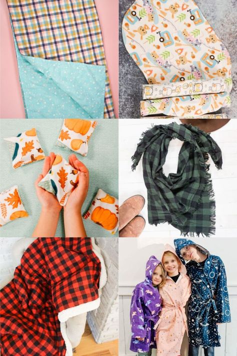 Get inspired for cozy making with one of these flannel sewing projects. These are great for the home, the kitchen, or for handmade gifts! Flannel Ideas Projects, Flannelette Projects, Flannel Projects Sewing, Sewing For Camping, Flannel Sewing Projects, Flannel Fabric Crafts, Flannel Crafts, Flannel Fabric Projects, Bandana Bib Pattern