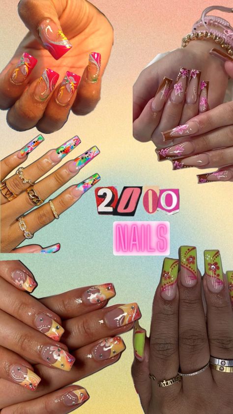 Y2K nails 2000s nail art Early 2000s manicure Retro nail designs Nostalgic nail trends 2000s-inspired nails Y2K nail trends Vintage nail aesthetics 2000s nail polish colors Y2K nail ideas Glitter nails 2000s Rhinestone nails 2000s 2000s French tips Pop culture nail art 2000s 2000s nail designs 2000s French Tips, Early 2000s Nail Designs, 2000s Nail Designs, 2000s Nail Art, Early 2000 Nails, Y2k Nail Ideas, Retro Nail Designs, Nail Ideas Glitter, Nails 2000s