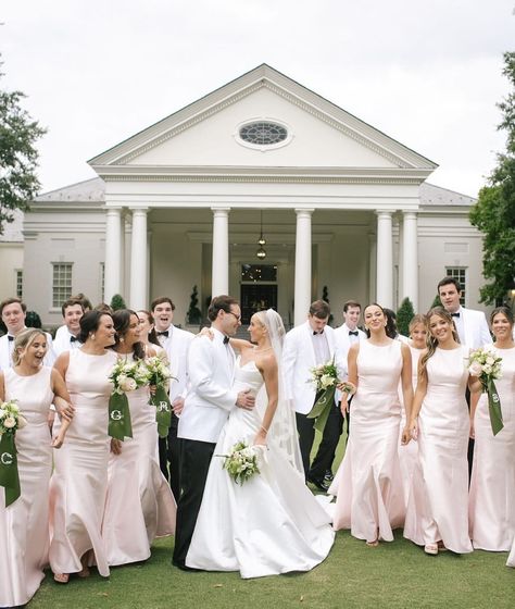 Classy Pink Wedding, Sage Wedding Colors, Christmas Wedding Inspiration, Bridal Party Groomsmen, Light Pink Wedding, White Wedding Theme, Sage Wedding, Spring Wedding Inspiration, Bride Flowers