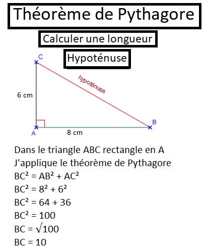 Fiche de révision : Méthode et astuce pour calculer la longueur de l'hypoténuse d'un triangle en utilisant le théorème de Pythagore (4ème et 3ème). A découvrir sur mon site internet : maths-college.e-monsite.com Cours et exercices de maths au collège #mathématiques #collège #élève #étudiant #math #maths Math Folders, Learning Mathematics, French Expressions, Montessori Education, School Help, Basic Math, School Board, Study Inspiration, School Organization