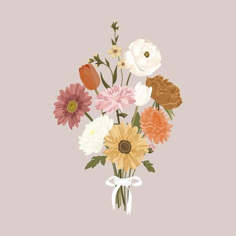 Aesthetic Flowers Clipart, Aesthetic Cartoon Flowers, Bouquet Of Flowers Aesthetic Drawing, Cartoon Flower Bouquet, Flower Bouquet Aesthetic Wallpaper, Flower Bouquet Aesthetic Drawing, Flower Boquettes Drawings, Single Flower Aesthetic, Tulips Aesthetic Drawing