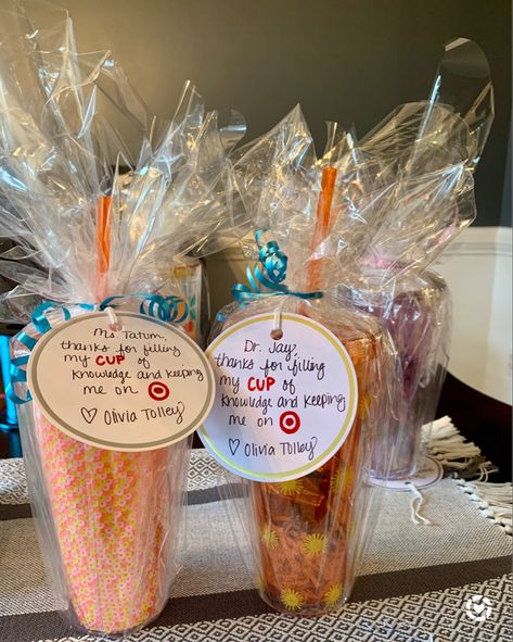 Teacher gifts, thank you gift, teacher appreciation Cup Teacher Appreciation Tag, Tumbler Cups Gifts Filled, Cup Hamper Ideas, Teacher Appreciation Cup Tags, Teacher Appreciation Gifts Target, Teacher Gift Cup Ideas, Teacher Tumbler Gift Ideas, Tumbler Teacher Gifts, Teacher Cup Gift Ideas