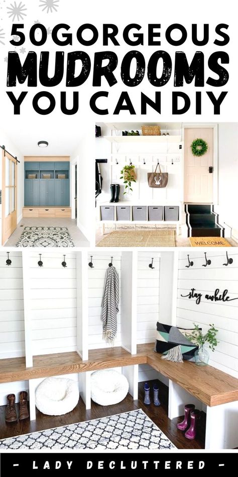 Mudroom Storage Diy, Diy Mudroom Ideas, Mudroom Ideas Diy, Mudroom Laundry Room Ideas, Small Mudroom Ideas, Mudroom Remodel, Farmhouse Mudroom, Mudroom Makeover, Closet Diy