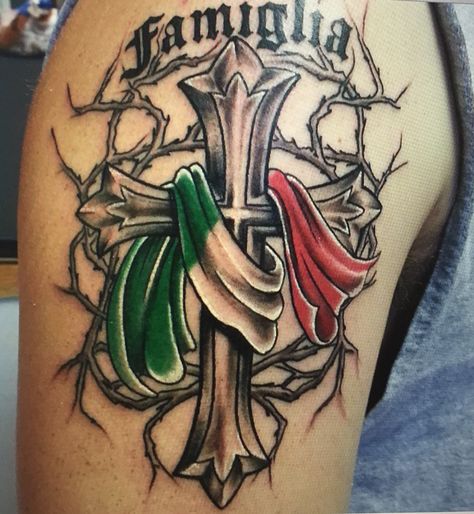 Italian half sleeve tattoo Pinterest Tattoo Ideas, Italy Tattoo, Italian Tattoos, Quarter Sleeve Tattoos, One Line Tattoo, Family Tattoo Designs, Irish Tattoos, Flag Tattoo, Bad Tattoos