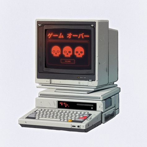 Old computer design 💾💀 #digitalart #conceptart #artwork #90saesthetic #animeaesthetics #90sanime Broken Computer, Old Electronics, Electronics Illustration, Old Computer, Computer Design, 90’s Aesthetic, Computer Art, Old Computers, Old Anime