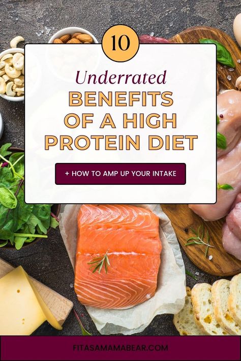 Learn the best benefits of a high protein diet and how to start eating protein-rich foods that give you energy and improve your metabolism. @fitasamamabear All Protein Diet, Protein Benefits, Protein Rich Diet, Protein Diet, Protein Power, Protein Rich Foods, Increase Metabolism, Protein Diets, Healthy Low Carb Recipes