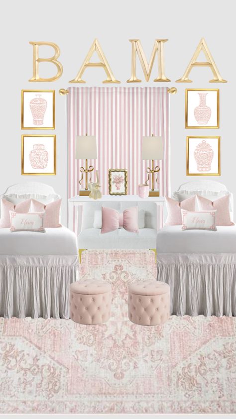 #dorm #pinkdorm #dormroom #dormdecor #pinkdormdecor #bamadorm #alabamadorm #pinkroom #pink #bowdorm #bow Sorority House Rooms, Pretty Dorm Room, Pink Dorm Rooms, Dream Dorm Room, Dorm Room Styles, Pink Dorm, Dorm Design, Dream Dorm, Dorm Inspiration