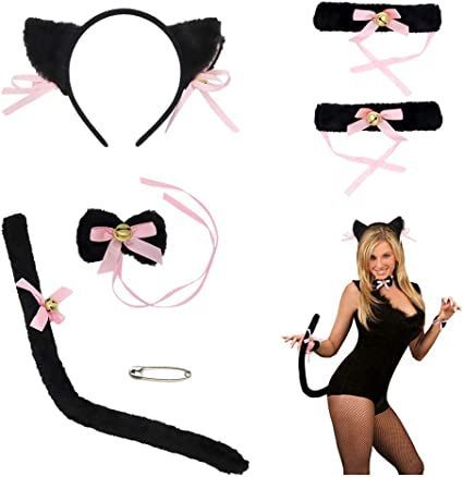 Cat Costume Kids, Black Bowtie, Cat Cosplay, Cat Ears Headband, Costume For Halloween, Cat Costume, Cat Tail, Ears Headband, Cat Costumes