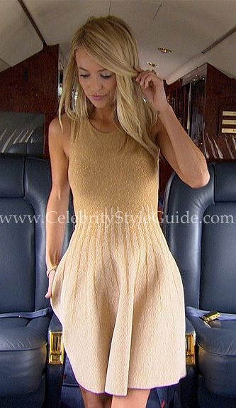 $691 NWT GIG Fit And Flare Tank Dress: White/Gold, sz M as seen on celebrities #Gig Emily Maynard Style, Emily Maynard Johnson, Gold Princess Dress, Classy Chic Wedding, Polished Fashion, Gold Bridesmaid Dress, Emily Maynard, Wedding Guest Fashion, Florida Baby