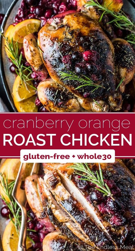 Roast Chicken With Rosemary, Cranberry Roast, Chicken With Rosemary, Rosemary Roasted Chicken, Cranberry Christmas, Stuffed Turkey, Cranberry Chicken, Christmas Orange, Whole Chicken Recipes