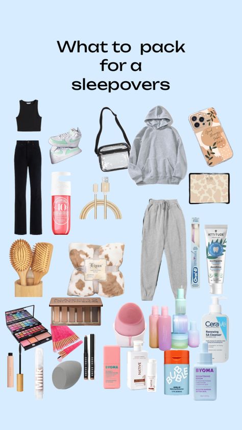 ♡This is what to pack for a sleepover♡ Pack For A Sleepover, Sleepover Packing List, What To Pack For Vacation, Sleepover Essentials, Birthday Sleepover Ideas, Teen Sleepover, Slumber Party Birthday, Preppy Travel, Everyday Bag Essentials