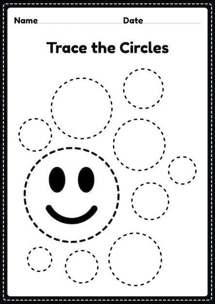 Trace the circle worksheet for kindergar... | Premium Vector #Freepik #vector #trace #worksheet #dots #kids-worksheet Circle Worksheet, Trace Worksheet, Subbing Ideas, Preschool Activity Sheets, Worksheet For Kindergarten, Worksheet Kindergarten, Worksheets For Preschoolers, Shape Tracing Worksheets, Camping Coloring Pages