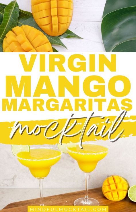 Virgin Mango Margarita, Virgin Mango Margarita Recipe, Mango Mimosa Recipe, Virgin Drink Recipes, Mango Mocktail, Margarita Mocktail Recipe, Mango Margaritas, Mango Margarita Recipe, Mocktail Party