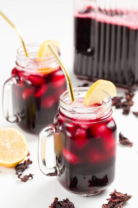 Hibiscus Tea (Jamaica Drink) - Cupcake Project Hibiscus Recipes, Jamaica Drink, Hibiscus Recipe, Jamaican Sorrel, Sorrel Drink, Hibiscus Flower Tea, Hibiscus Drink, Caribbean Drinks, Gluten Free Meal Prep