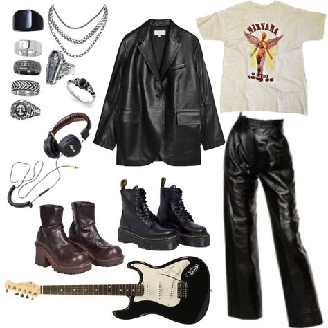 Outfit Inspo Doc Martens, Rocker Girl Outfits, Outfits Rockstar, Rockstar Aesthetic Outfits, Black And White Clothes, Music Alternative, Outfit Ideas Aesthetic, Rock Star Outfit, Rockstar Style