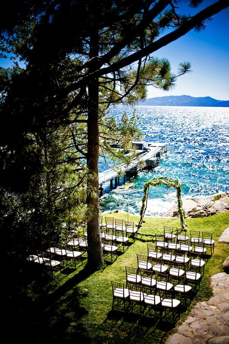 Junebug Weddings - Wedding Photo Gallery â€“ Photography - Ideas - decor Wedding Ceremony Ideas, Cottage Wedding, Wedding Photo Gallery, Wedding Beach Ceremony, Lakeside Wedding, Lake Tahoe Weddings, Beach Ceremony, Tahoe Wedding, Lake Wedding