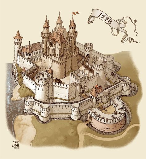 Castle Layout, Castle Plans, Castle Drawing, Chateau Medieval, Minecraft Castle, Heroic Fantasy, Rpg Map, Castle Art, Castle Designs