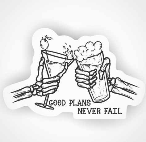 Alcoholic Drinks Tattoo, Drinking Buddies Tattoo, Alcohol Tattoo Ideas Matching, Skeleton Cheers Tattoo, Matching Cheers Tattoo, Tattoos For Alcoholics, Tattoo Ideas For Alcoholic, Beer Flash Tattoo, Alcohol Tattoo Ideas Friends