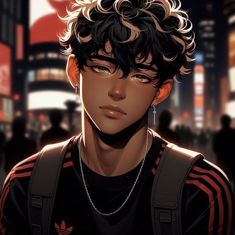 Character Photography, Pfp Boy, Boy Oc, Black Anime Guy, Bd Art, Light Skin Men, Boys With Curly Hair, Demon King Anime, Aesthetic Tumblr