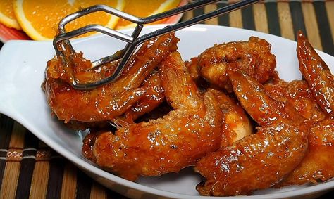 Orange-Glazed Chicken Wings Recipe | Recipes.net Orange Glazed Chicken Wings, Orange Chicken Wings, Orange Glazed Chicken, Honey Balsamic Chicken, Glazed Chicken Wings, Wings In The Oven, Honey Glazed Chicken, Bbq Wings, Chicken Wings Recipe