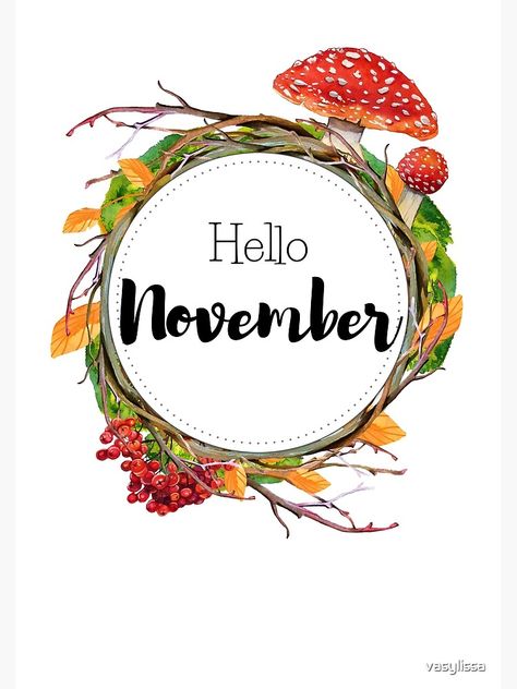 "Hello November - monthly cover for planners, bullet journals" Metal Print by vasylissa | Redbubble Hallo November, November Images, Diary Art, Neuer Monat, Welcome November, December Wallpaper, November Wallpaper, Hello November, Hello September