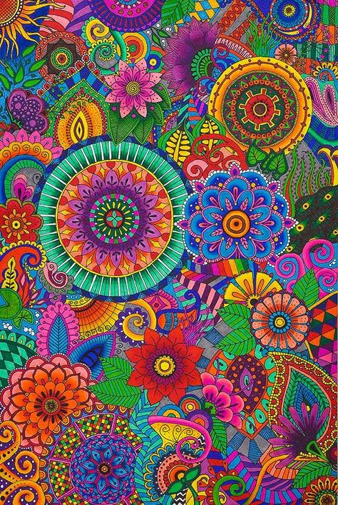 Mandala Coloring Ideas, Mandala Art Colorful Patterns, Mandala Drawing Colourful, Mandala Pictures, Colourful Mandala Art, Mandala Colour, Coloured Mandala, Colourful Mandala, Multi Wallpaper