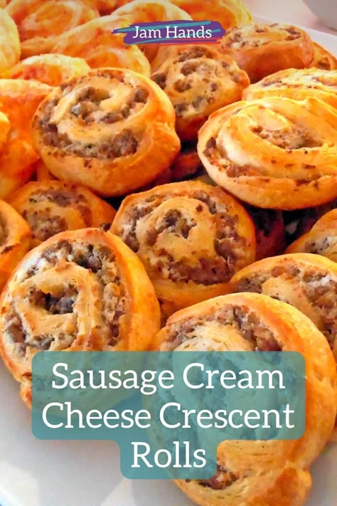 Crescent Roll And Sausage Recipes, Crescent Roll Sausage Balls, Sausage Cream Cheese Cresant Rolls, Crescent Roll Sausage Pinwheels, Sausage Cream Cheese Crescent Roll Bake, Sausage Cresent Roll Bites, Croissant Sausage Roll Ups, Sausage Cream Cheese Croissants, Sausage Croissant Rolls