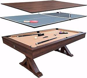 Freetime Fun 7 FT 3 in 1 Multi Game Pool Table with Dining Top and Ping Pong Table, Includes Billiard Accessories and Tennis Paddles - Table Combo Ping Pong Pool Table Combo, Pool Table Ping Pong Combo, Outdoor Pool Table, Multi Game Table, Gaming Lounge, Pool Table Accessories, Billiard Pool Table, Woodwork Ideas, Billiard Accessories