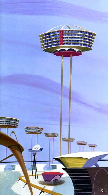 1962 ... 'The Jetsons' - Skypad Apartments | all images/post… | Flickr Googie Architecture, Futurisme Retro, Arte Peculiar, New Retro Wave, The Jetsons, Atomic Age, Wallpaper Vintage, Futuristic City, Science Fiction Art