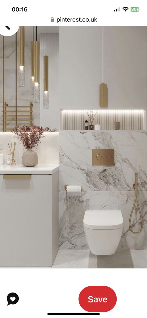 Wc Decoration, Fun Bathroom Decor, Small Apartment Bathroom, Bathroom Design Styles, Toilet Room Decor, White Marble Bathrooms, White Toilet, Small Toilet, Bathroom Design Decor