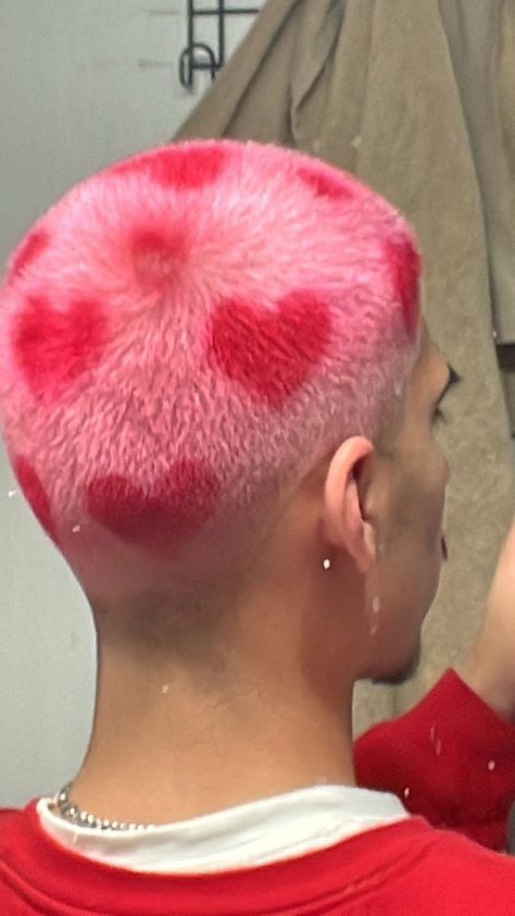 Heart Buzzcut, Pink Buzzcut, Buzzed Hair, Red Heart, Hair Cuts, Blonde, Hair, Pink, Pins