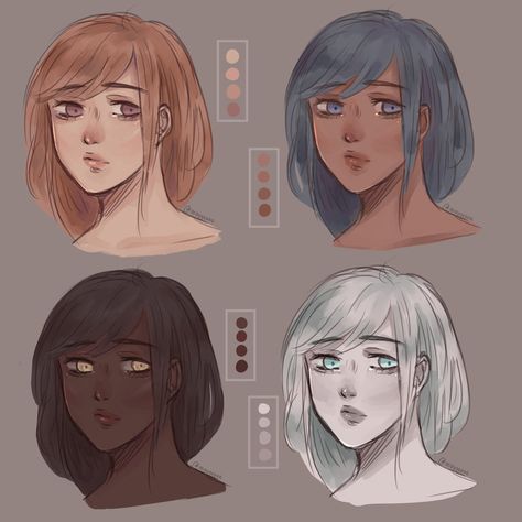 Skin Palette Digital Art, Skin Color Palette Digital Art, Skin Palette, Color Practice, Skin Drawing, A Level Art Sketchbook, Skin Color Palette, Palette Art, Digital Painting Tutorials