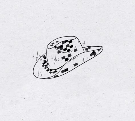 Small Cute Drawings, Beyonce Tattoo, Cowboy Hat Tattoo, Hat Tattoo, Chicago Tattoo, White Cowboy Hat, Fan Tattoo, Tatoo Inspiration, Guitar Tattoo