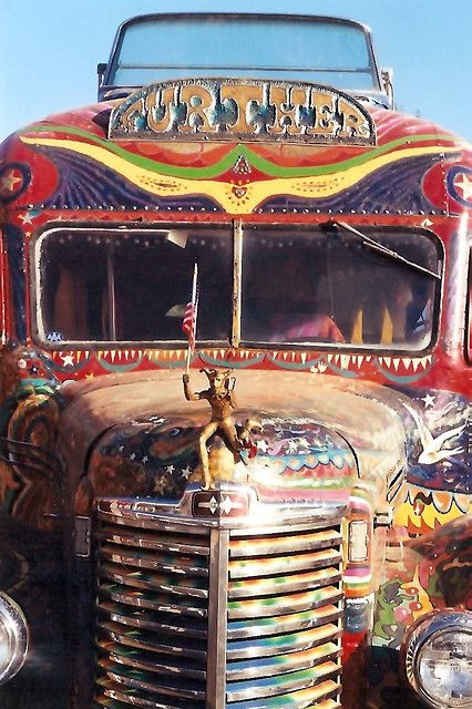 Further, Ken Kesey and the Merry Pranksters Merry Pranksters, Ken Kesey, Hippie Bus, Hippie Culture, Country Fair, Hippie Van, Hippie Life, Truck Art, Vintage Camper