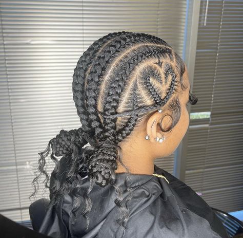 Straight Back Feed In Braids Into Bun With Curls, Two Buns Braided Hairstyle, Feed In Braids Into Bun, Feed In Bun Braids, Bun With Edges, Braids Into Bun, Straight Back Feed In Braids, Feed In Braids, Natural Hair Bun Styles