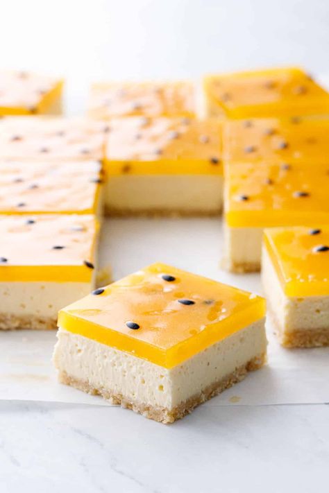 Passionfruit Slice, Fruit Mousse, Jelly Slice, Passionfruit Cheesecake, No Bake Slices, Passionfruit Recipes, Recipe Cake, Australia Food, Slices Recipes