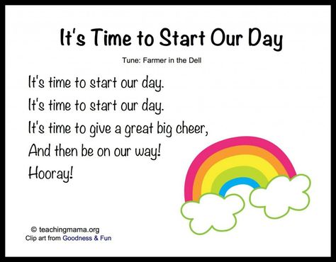 8 Songs to begin a preschool day with free printables for teachers or parents. Preschool Transitions, Good Morning Song, Transition Songs, Circle Time Songs, Kindergarten Songs, Classroom Songs, Songs For Toddlers, Preschool Circle Time, Morning Songs